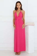 Neon Noir Halter Maxi Dress Pink