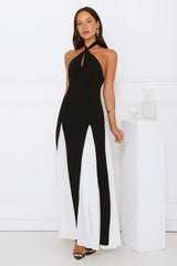 Starry Soirée Halter Maxi Dress Black