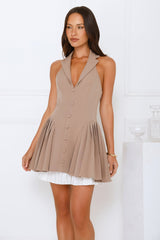 Luxe Lounge Halter Mini Dress Sand