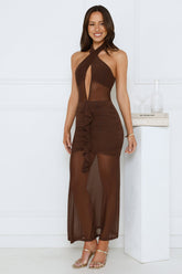 Love All Day Halter Maxi Dress Brown