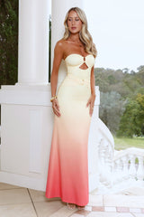 Poetic Glow Strapless Maxi Dress Sunset