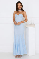 Daring Delight Lace Maxi Dress Blue