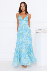 Pretty In Bloom Maxi Dress Blue