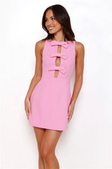 Flirtatious Bow Mini Dress Pink