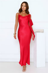 Lover Of Luxe Satin Maxi Dress Red