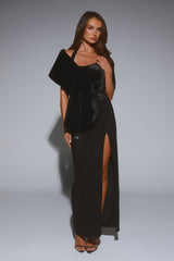 Hollywood Nights Faux Fur Shawl Wrap Black