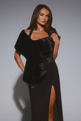 Hollywood Nights Faux Fur Shawl Wrap Black