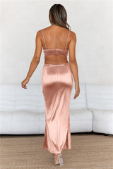 Sunset Views Satin Midi Dress Brown