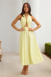 Sands Of Splendor Halter Maxi Dress Lemon