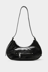 Moto Bag Black Croc Silver