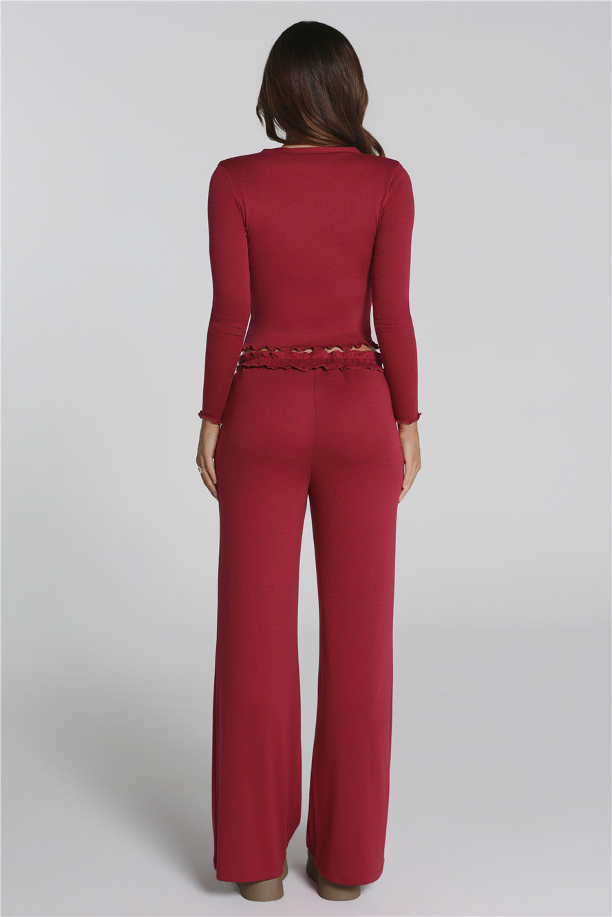 Fireside Moments Relaxed Pajama Pants Wine