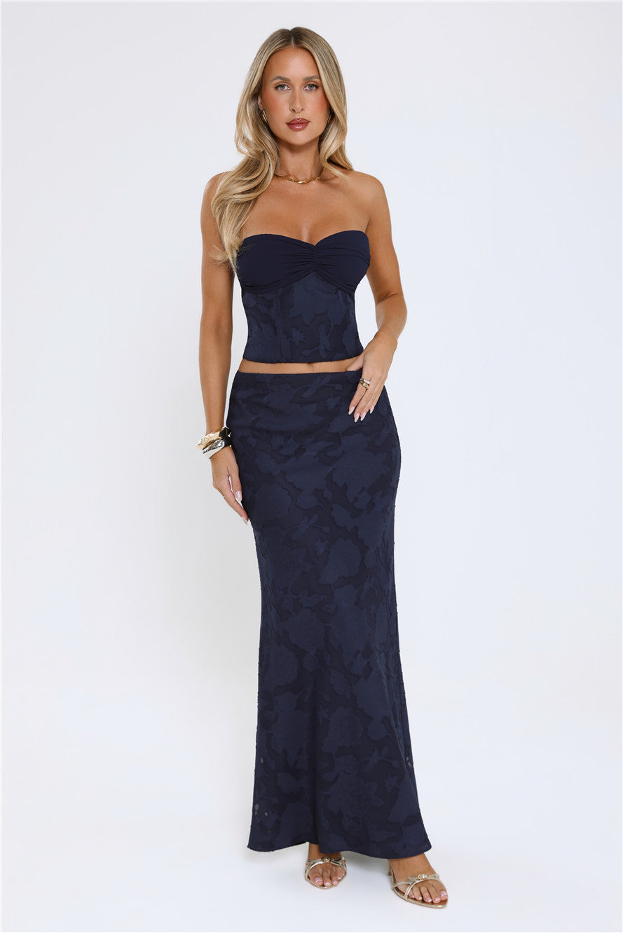Warm As Honey Maxi Skirt Navy