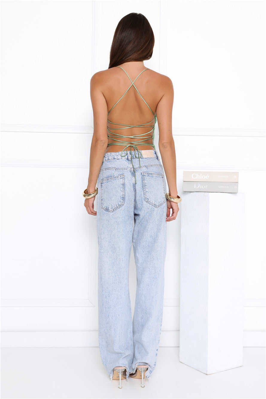 Glitter Goals Crop Top Green