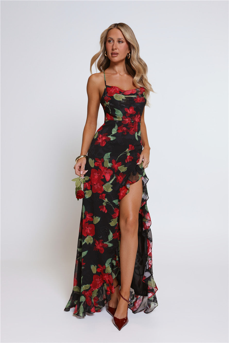 Riviera Sunset Maxi Dress Black