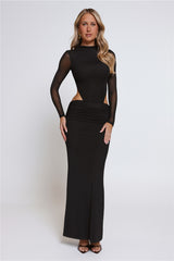 Star Crossed Moment Long Sleeve Maxi Dress Black