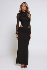 Star Crossed Moment Long Sleeve Maxi Dress Black