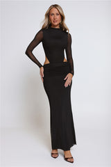 Star Crossed Moment Long Sleeve Maxi Dress Black