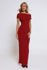 Dearest Desire Off Shoulder Maxi Dress Wine