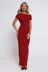 Dearest Desire Off Shoulder Maxi Dress Wine