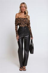 Wild Intentions Off Shoulder Long Sleeve Top Leopard
