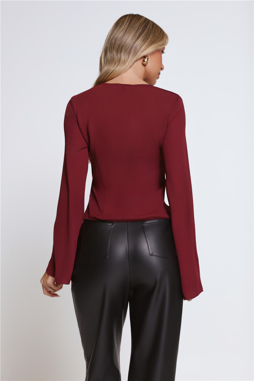 Hot Topic Long Sleeve Top Wine