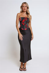 Rosy Mood Strapless Corset Top Black