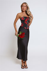 Rosy Mood Strapless Corset Top Black