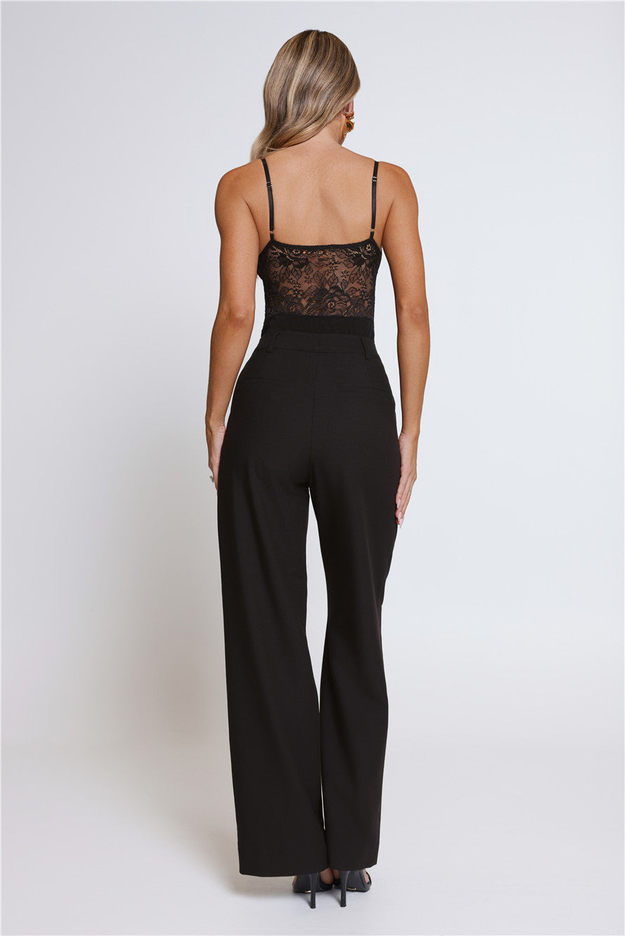 Stylish Structure Tailored Pants Black
