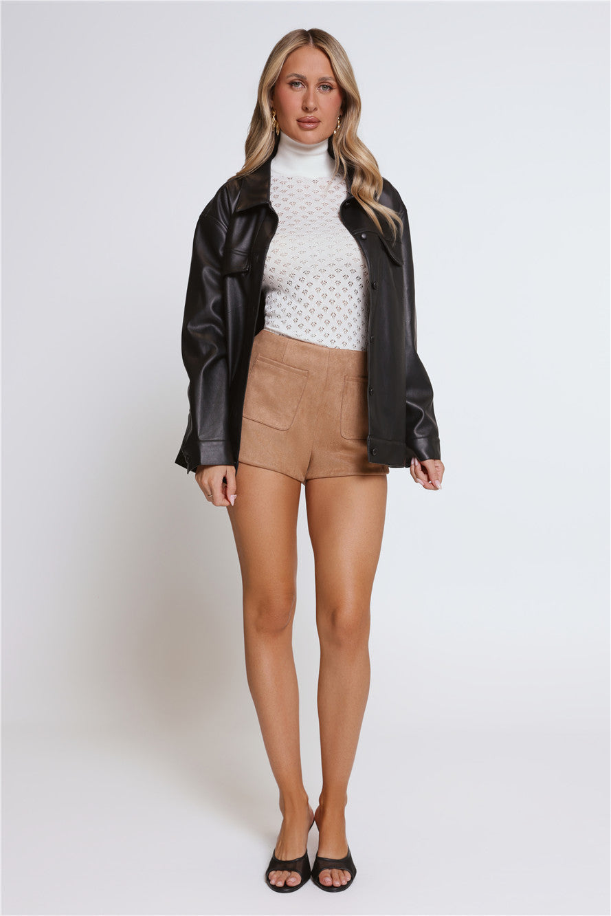 Kendall Faux Leather Shacket Black