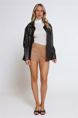 Kendall Faux Leather Shacket Black