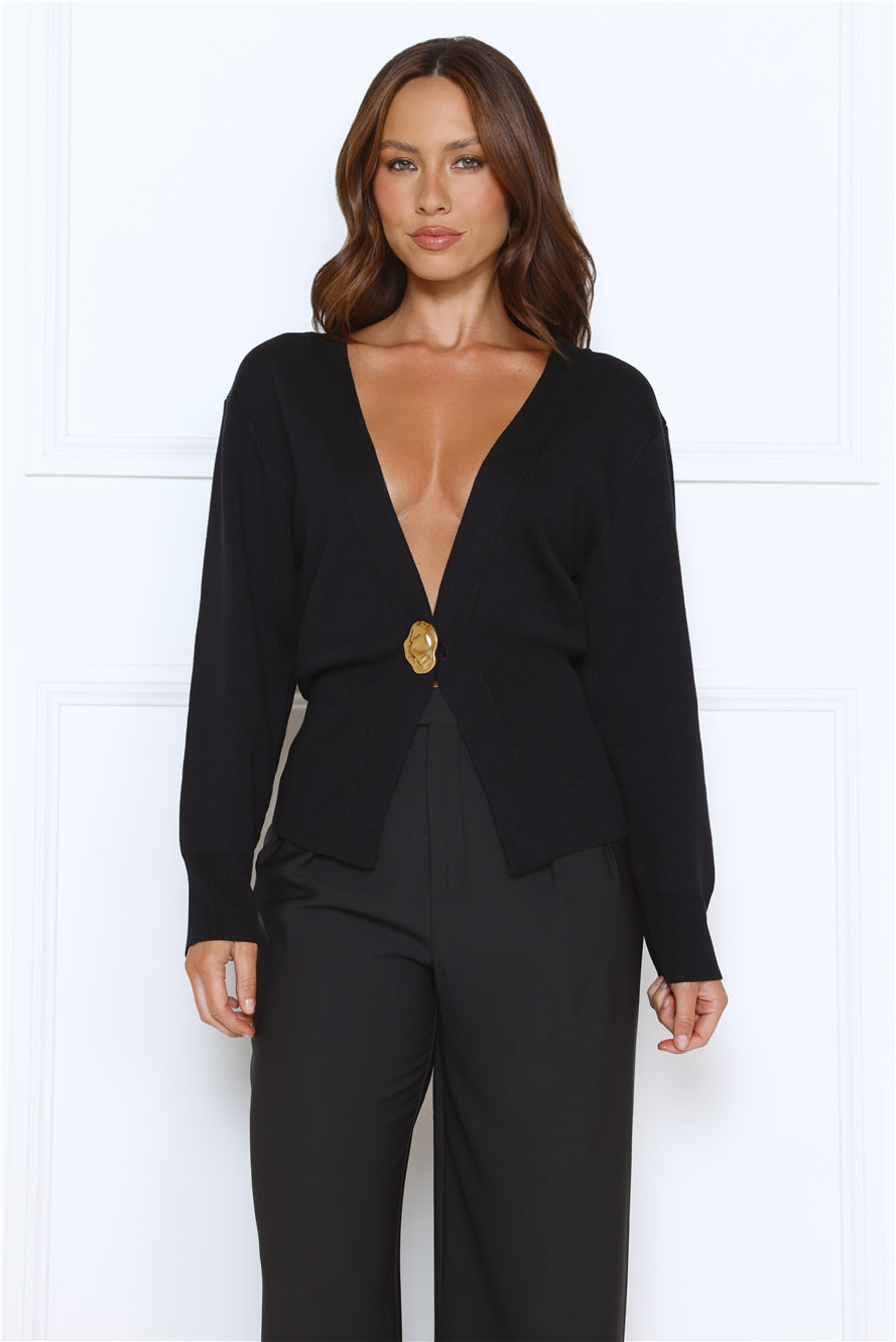 Noir Allure Knit Cardigan Black
