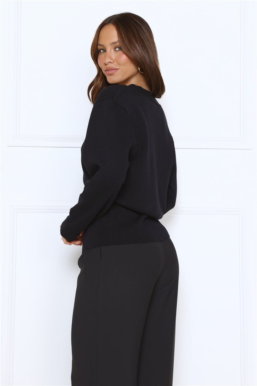 Noir Allure Knit Cardigan Black
