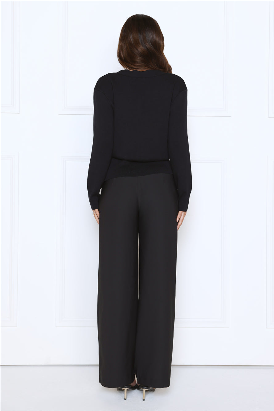 Noir Allure Knit Cardigan Black