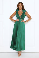 Honeyed Luxe Satin Maxi Dress Green