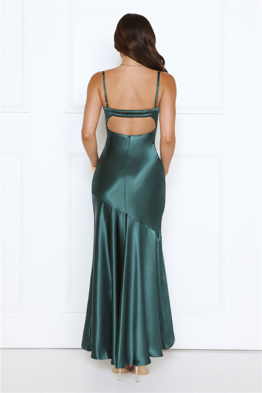 Nightfall Chic Satin Maxi Dress Teal