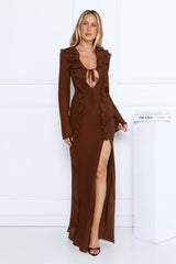 Twinkle Rose Maxi Dress Brown