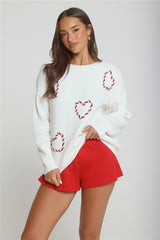 Candy Cane Love Knit Sweater White