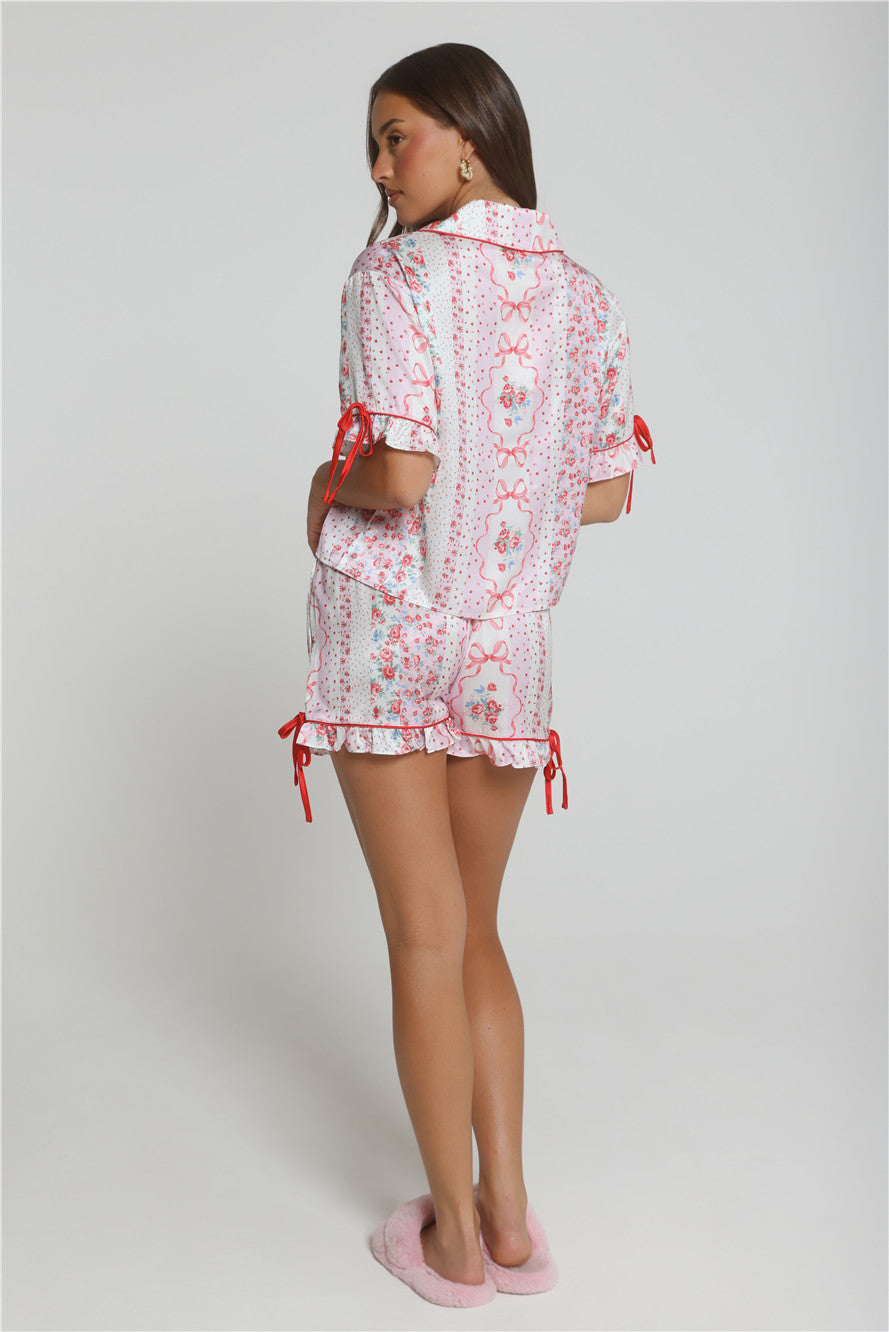 Soft Petal Nights Satin Pajama Set Pink