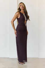 Sparkle Chain Jersey Maxi Dress Brown
