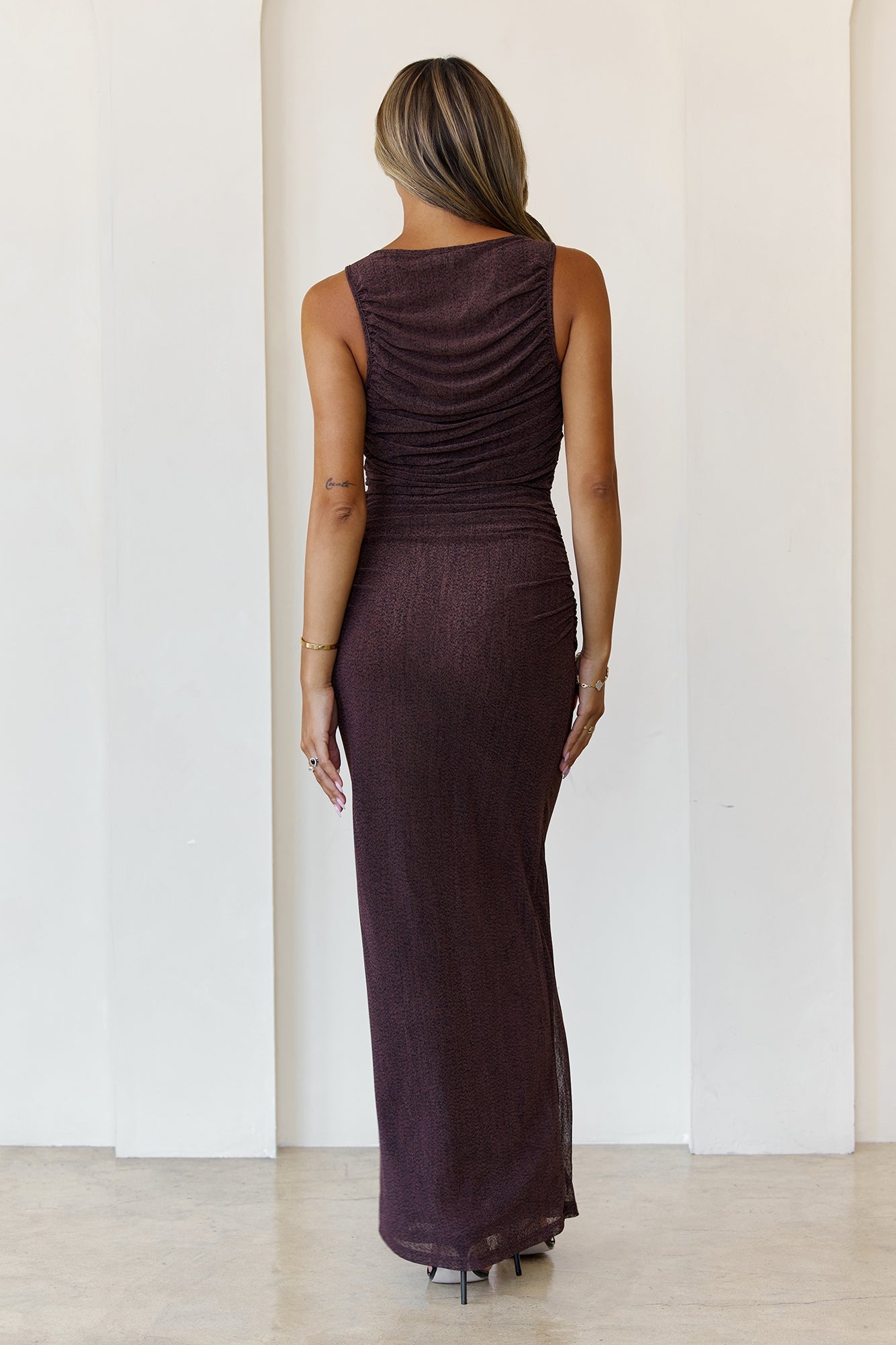 Sparkle Chain Jersey Maxi Dress Brown