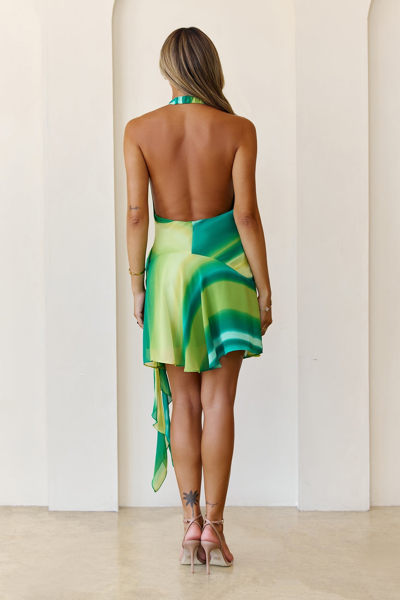 Verona Side Tie Mini Dress Green
