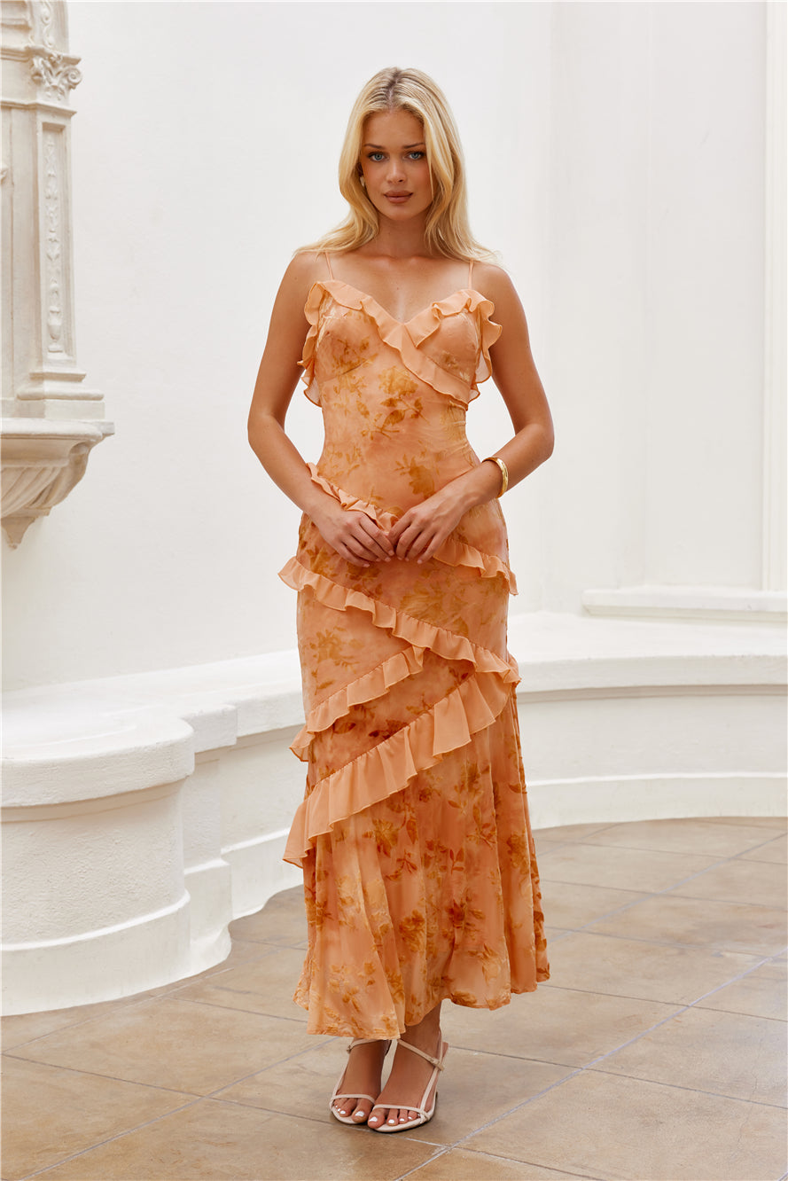 Orchard Delight Maxi Dress Peach