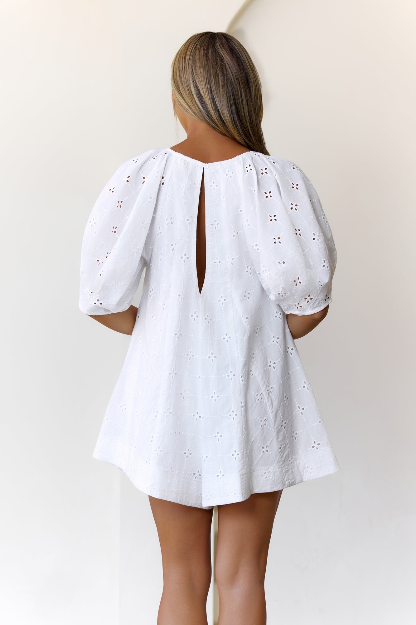 Oversized Scoop Neck Romper White
