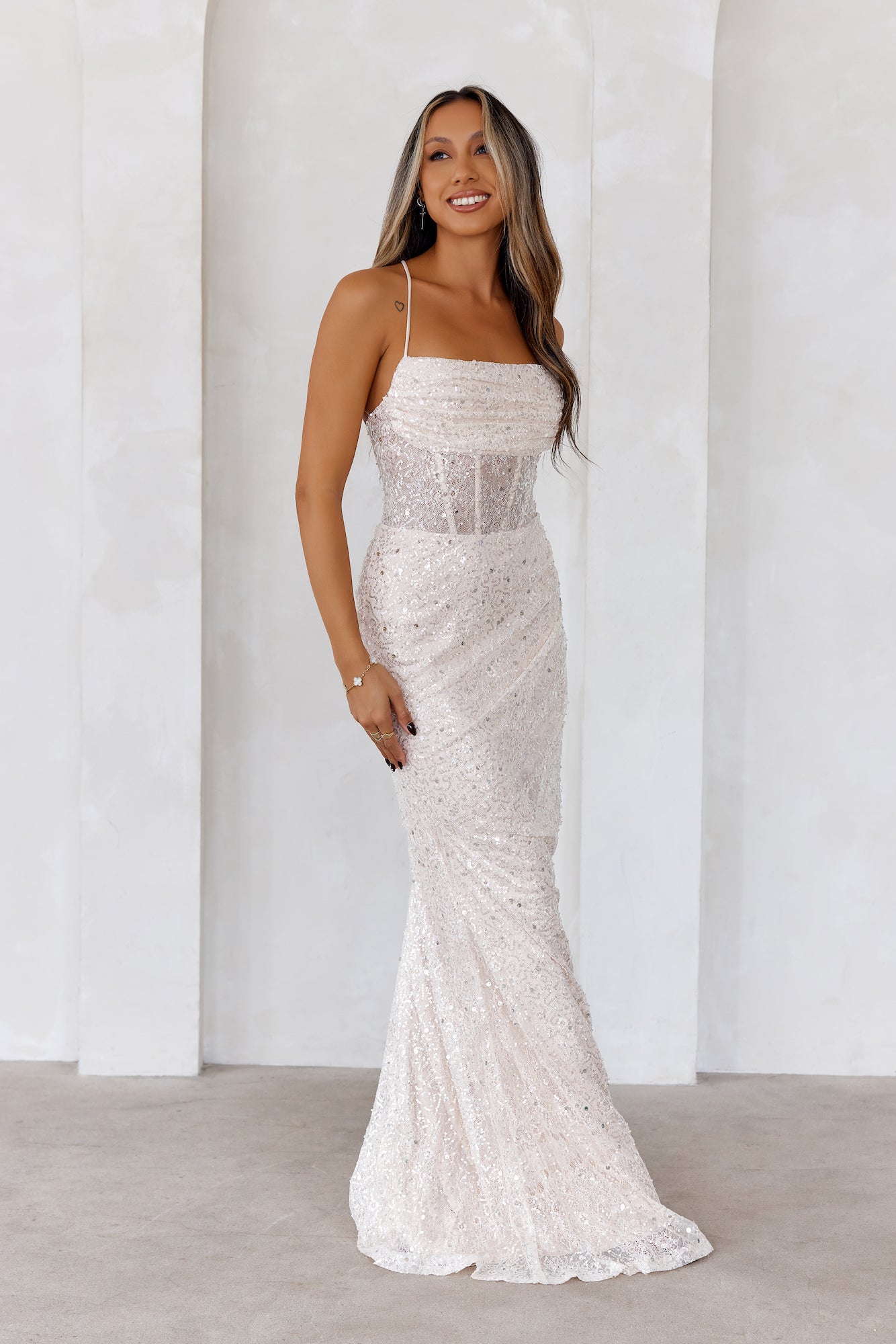 Sparkle Daze Sequin Maxi Dress Cream