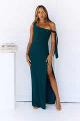 Fashion Standard Off Shoulder Maxi Dress Green