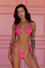 Neon Wave Swim Top Pink