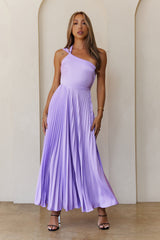 Rosé Reverie One Shoulder Satin Maxi Dress Lilac