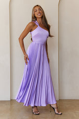 Rosé Reverie One Shoulder Satin Maxi Dress Lilac