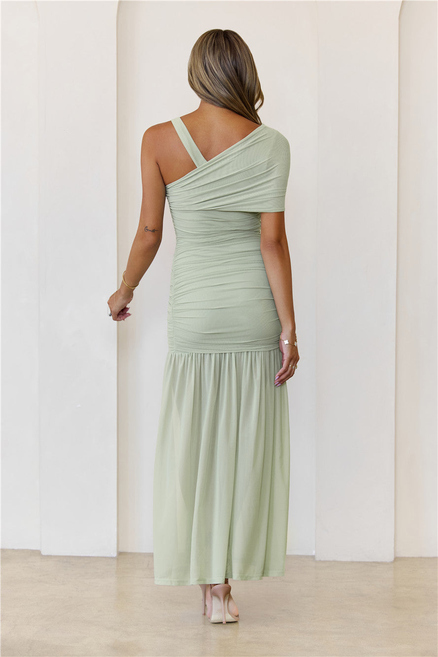 Dress to Dominate Mesh Maxi Dress Sage