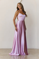 Soaked In Beauty Satin Maxi Dress Rose